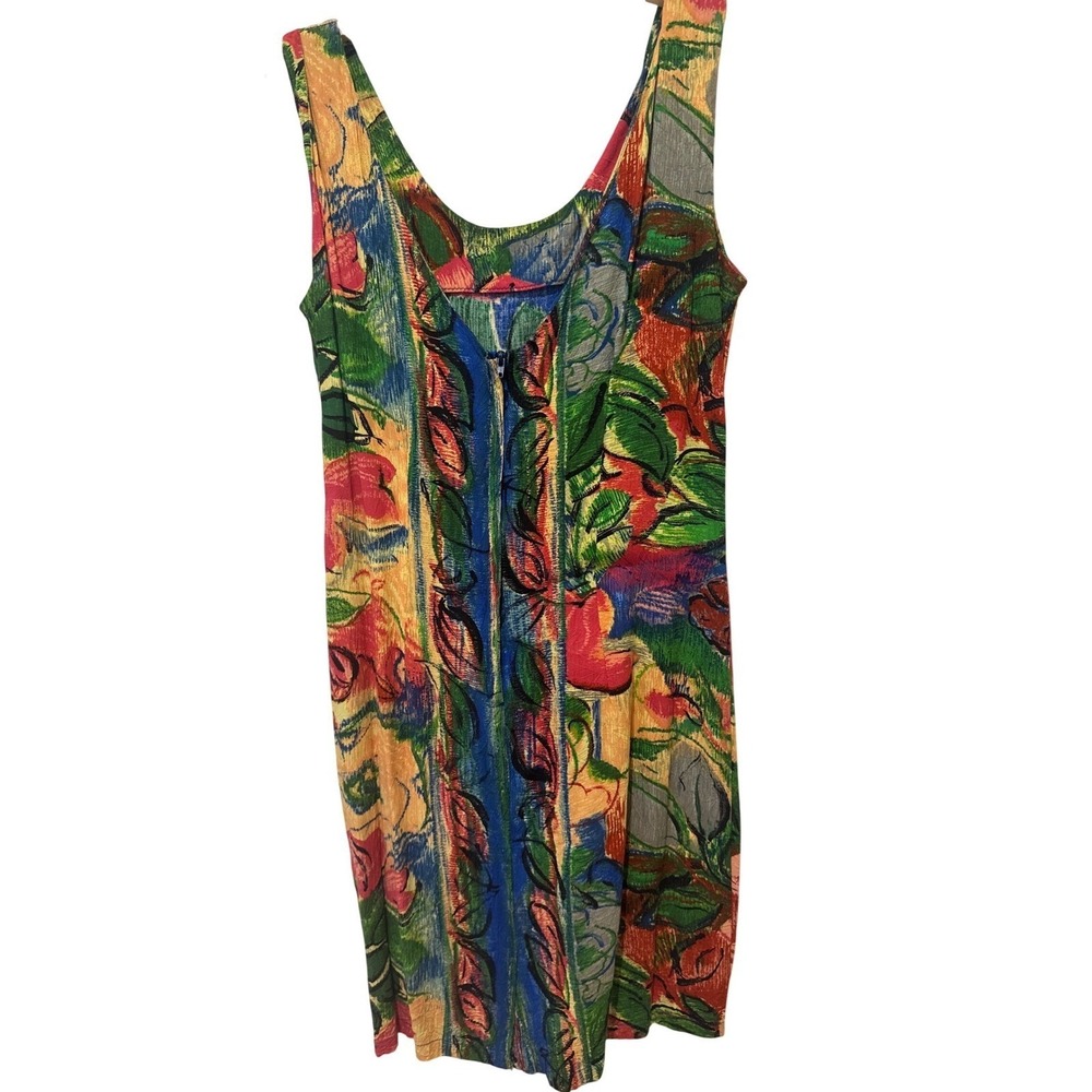 Jams World Vintage Floral Crushed Rayon Sleeveless Sheath Dress Multi Size 7 - Picture 10 of 10